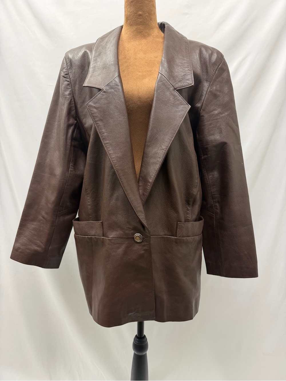 Bagatelle Brown Genuine Leather Blazer Jacket | Vintage Tailored Leather Coat